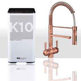 Kinetico K10 Direct Flow Reverse Osmosis System With Hommix Tatiana Copper Spray-Hose 3-Way Tap