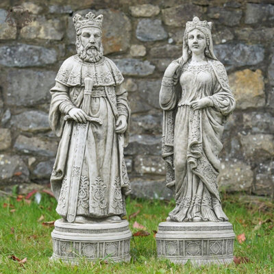 King Arthur + Queen Guinevere Large Stone Statues British Made Garden Ornament