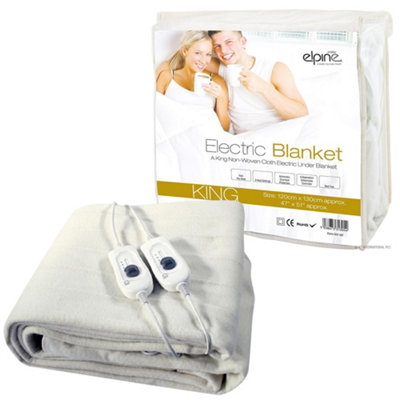 King Electric Blanket 120Cm X 130Cm Under Bed Warm Night Machine Washable Heated 3 Heat Settings One Control Overheat Protection DIY at B Q