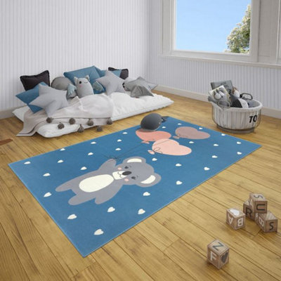King Koala Blue Rug 80 x 150cm / Soft & Playful Koala-Themed Rug for ...