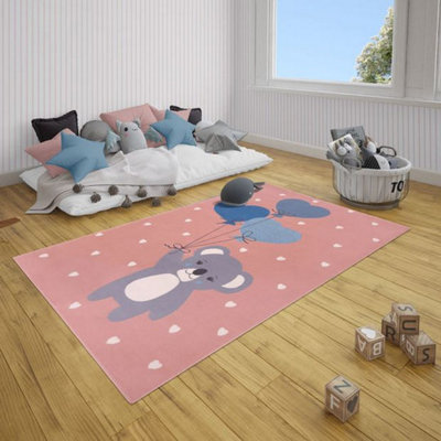 King Koala Pink Rug 160 x 220cm / Cozy & Cute Koala-Themed Rug for Kids ...