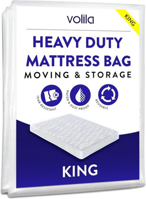 King Mattress Cover for Moving Reusable Waterproof Bag Protects Against Dust Stains Pests 240x200x30cm 92.5gsm