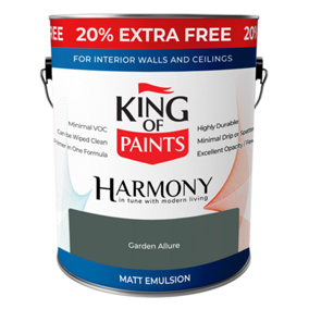 King of Paints Harmony Matt Emulsion - 3 Litre - Garden Allure emulsion more paint for your money