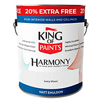 King of Paints Harmony Matt Emulsion - 3 Litre - Ivory Moon emulsion more paint for your money