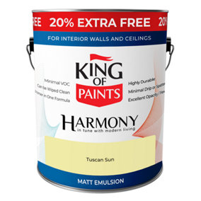 King of Paints Harmony Matt Emulsion - 3 Litre - Tuscan Sun emulsion more paint for your money