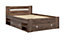 King Size Bed Frame Euro Storage Drawers Shelves Wood Slats Dark Oak Effect Nepo
