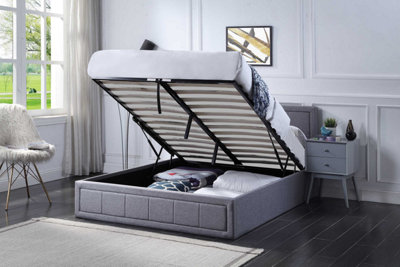 King Size Grey Ottoman Storage Bed Frame Gas Lifting