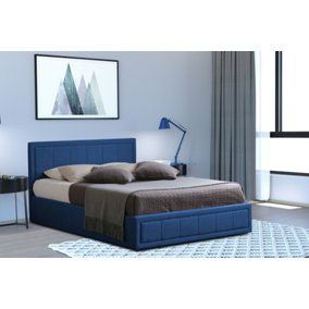 King Size Navy Ottoman Storage Bed Frame Gas Lifting
