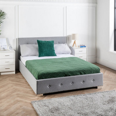 Grey king size ottoman deals bed with mattress