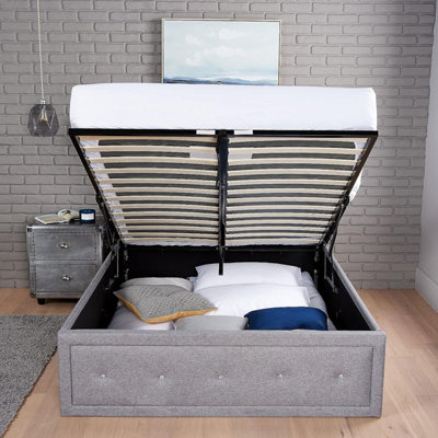 King Size Ottoman Bed With Pocket Sprung Mattress & Lift Up Storage