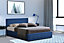 King Size Ottoman Storage Bed Gas Lifting Frame Navy  Blue