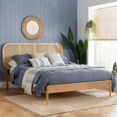 King Size Rattan Bed Frame Birlea Calibra Oak 5FT 150cm Bedstead