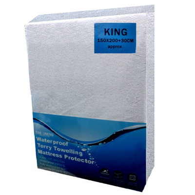 King Size Waterproof Terry Towel Mattress Protector Fitted Bed Sheet Cover Topper Bedding