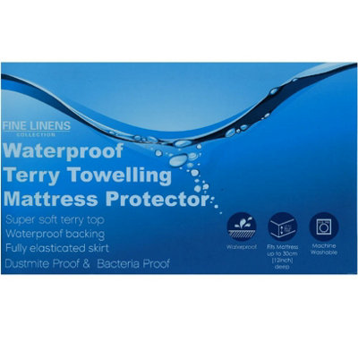 King Size Waterproof Terry Towel Mattress Protector Fitted Bed Sheet Cover Topper Bedding - 3