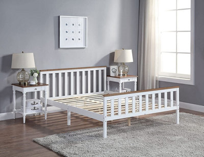 White king bed store frame wood