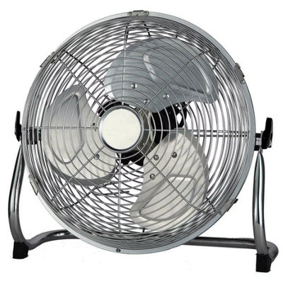 Kingavon 12 inch Portable Chrome Fan Floor Standing Metal 3 Speed ...