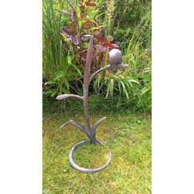 Kingfisher on Reeds Garden Ornament Sculpture with an Aged Bronze Finish