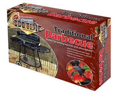 Kingfisher Oval Trolley Garden Barbecue / BBQ with Warming Tray