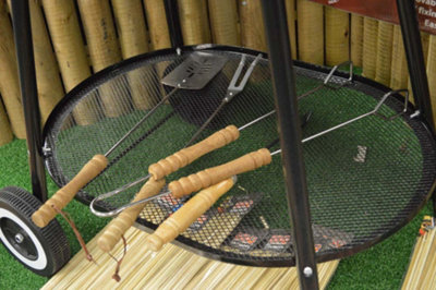Kingfisher Oval Trolley Garden Barbecue / BBQ with Warming Tray - 4