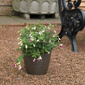 Kingfisher Rattan Effect Plastic Garden Indoor Flower Plant Pot Planter Brown