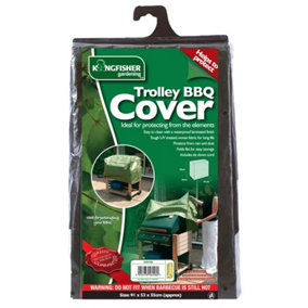 Kingfisher Trolley BBQ Barbecue Cover Green UV Treated Garden Furniture