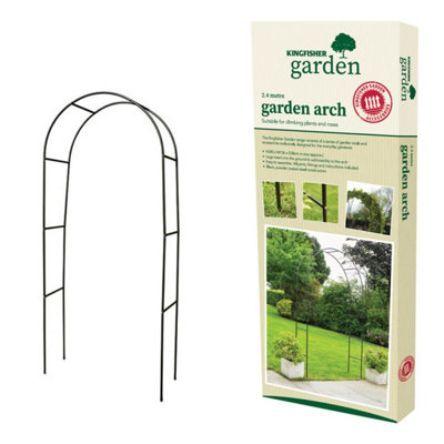 Kingfisher WARCH Decorative Garden Black Metal Arch 2.4m Pergola Plant Support