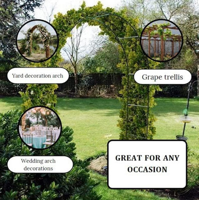Kingfisher WARCH Decorative Garden Black Metal Arch 2.4m Pergola Plant Support
