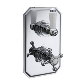 Kingham Traditional Chrome Concealed Thermostatic Shower Mixer Valve, Dual Outlet