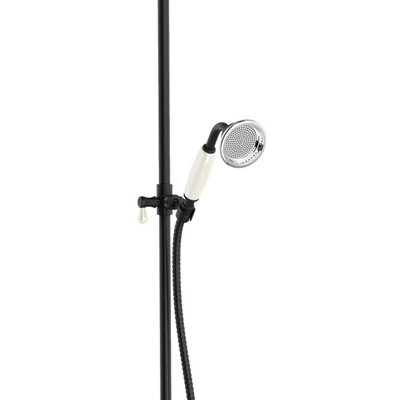 Kingham Traditional Matt Black Overhead Shower & Riser Kit - 3