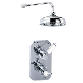 Kingham Traditional Single Outlet Concealed Shower Valve with Waterfall Shower Head & Arm
