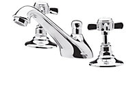 Kingsey Traditional Crosshead 3 Tap Hole Basin Tap & Pop Up Waste - Chrome - Balterley