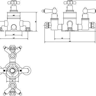 Kingsey Traditional Triple Exposed Valve & Rigid Riser Shower Set ...