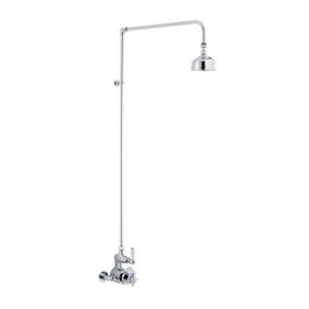 Kingsey Traditional Twin Exposed Thermostatic Shower Valve & Rigid Riser Kit - Chrome - Balterley