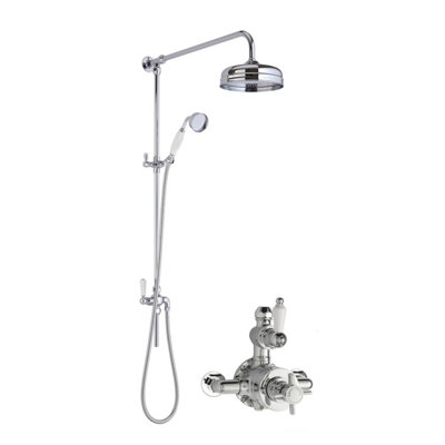 Kingsey Traditional Twin Exposed Valve & Rigid Riser Shower Set - Chrome/White - Balterley Price Comparisons | Compare The Build