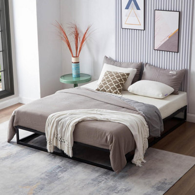 Grey metal deals platform bed