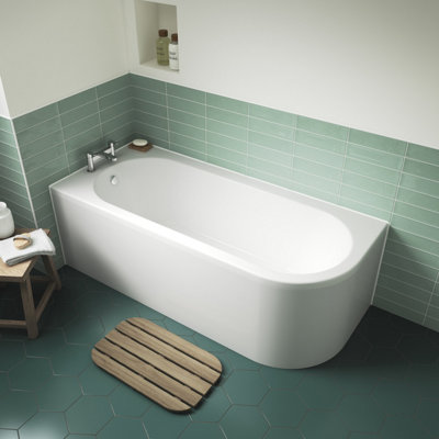 Kingsley Left Hand Back to Wall J Corner Bath with Leg Set (Taps, Waste and Panel Not Included) - 1700mm - Balterley