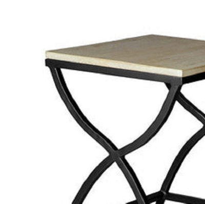 Kingwood Industrial Geometrical Frame Base Set Of 2 Metal And Wood ...