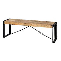 Kingwood Industrial Rectangular Dining Bench Made From Solid Wood And Reclaimed Metal