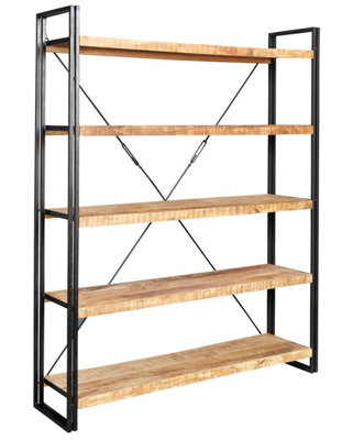 Kingwood Up-Cycled Industrial 5 Open Shelves Extra Large Wide Bookcase