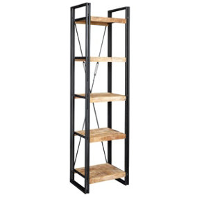 Kingwood Up-Cycled Industrial Mango Wood And Metal Narrow Open Bookcase