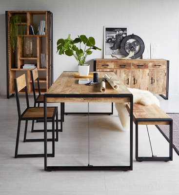 Kingwood Up-Cycled Industrial Metal And Wood Medium Dining Table