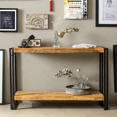 Kingwood Upcycled Industrial Console Table Made From Reclaimed Metal & Solid Wood