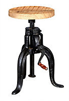 Kingwood Upcycled Industrial Vintage Adjustable Height Wooden Top Medium Crank Table