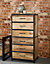 Kingwood Upcycled Industrial Vintage Tall Chest Of 6 Drawers Made From Solid Wood & Metal