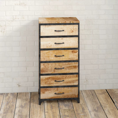Kingwood Upcycled Industrial Vintage Tall Chest Of 6 Drawers Made From ...