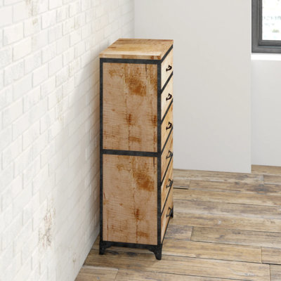 Kingwood Upcycled Industrial Vintage Tall Chest Of 6 Drawers Made From ...
