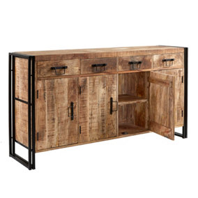 Kingwood Upcycled Industrial Wood & Metal Extra Large Sideboard