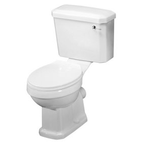 Kinston Traditional Close Coupled Toilet Pan, Cistern & Soft Close Seat - 820mm x 470mm - Balterley
