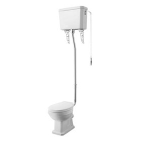 Kinston Traditional High Level Toilet Pan, Cistern, Flush Pipe Kit (Seat Not Included) - White - Balterley