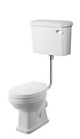Kinston Traditional Low Level Toilet Pan, Cistern, Flush Pipe Kit & Soft Close Seat - White - Balterley